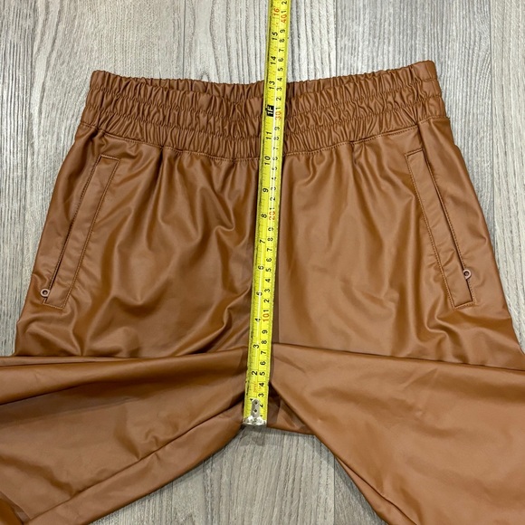 AERIE Offline Real Luxe Faux Leather Wide Leg Pants Brown Women’s Size S Long - Picture 4 of 14